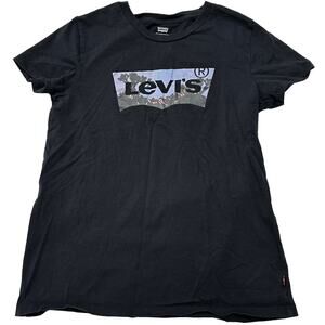 Levis Logo Tee Shirt Womens XS Gray Blue Short Sleeve Crew Neck Y2K Retro Casual